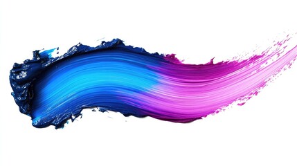 Vibrant makeup swatch showcasing seamless brush strokes transitioning from deep blue to striking pink and purple hues on a clean background.