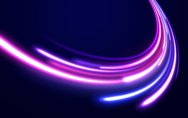 Abstract background rotational border lines. Neon stripes in the form of drill, turns and swirl. Iight background, speed, wavy, swirl,curve,speedy,vector.