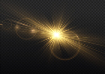Sun ray glow abstract shine light effect starburst beam sunshine glowing isolated image. Lights flare, star flash light, white sun rays, png. Realistic sun rays. 