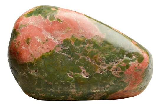 Polished unakite stone with green and pink colors