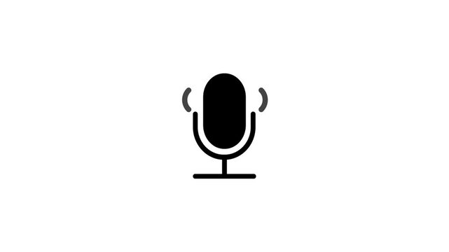Animated microphone icon. Motion graphic design. 4k.