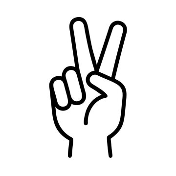 recommend clip art: Good icon. Peace sign hand illustration, positive mood, victory gesture, simple design, line art style, copy space