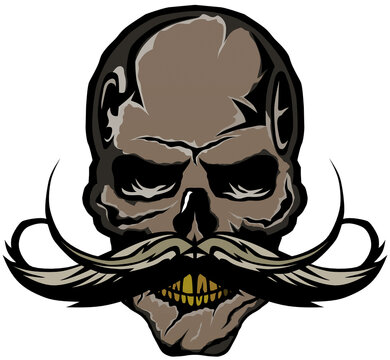 T&ecirc;te de mort &agrave; moustache hipster skull moustachu et crane
