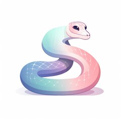 Colorful and Stylized Snake Illustration Featuring Soft Pastel Tones and a Modern Design for Creative and Artistic Projects