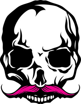 T&ecirc;te de mort &agrave; moustache hipster skull moustachu et crane