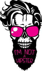 Tête de mort à barbe hipster skull et crane barbu i'm not slogan lunette de soleil