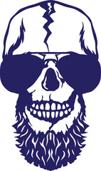 Tête de mort à barbe hipster skull et crane barbu lunette de soleil