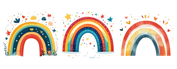 Colorful Rainbow Illustrations on Transparent Background