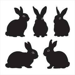 set of vector different type of bunny silhouettes