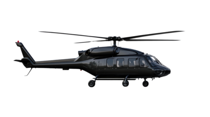 Black helicopter on transparent background.