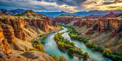 Charyn Canyon River HDR Portrait August 2018 Kazakhstan