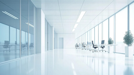 Obraz premium Clean office space with white walls and floors.