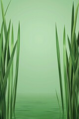 Obraz premium Serene Green Grass Against a Calm Water Background