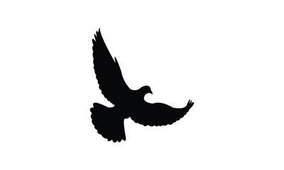 Flying Pigeon Silhouette Design  And Vector Illustration. 
