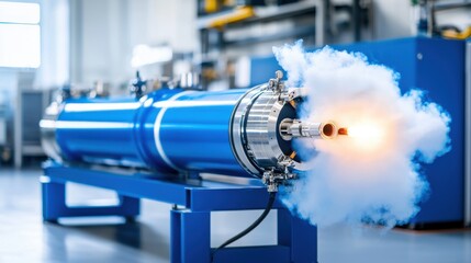 Advanced Rocket Engine Test with Ignition and Exhaust in Laboratory Environment