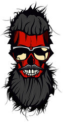 Tête de mort à moustache et barbe hipster skull moustachu et crane barbu lunette de soleil