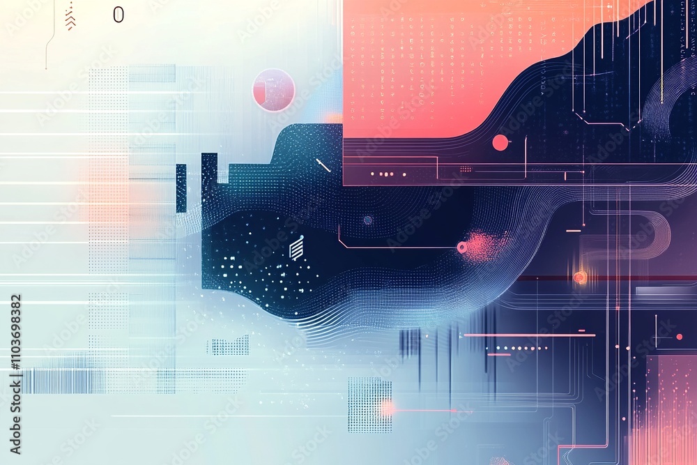 Fototapete Minimalistic vector background with soft gradients and abstract shapes, perfect for text overlay and versatile design use