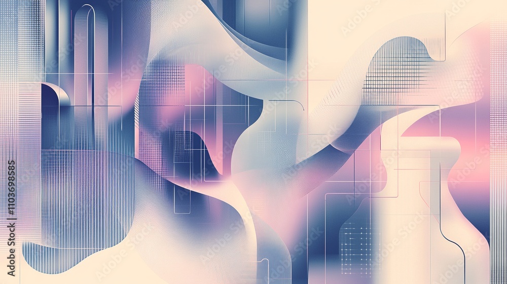 Fototapete Minimalistic vector background with soft gradients and abstract shapes, perfect for text overlay and versatile design use