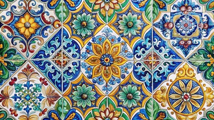 Majolica Tile Prints - Watercolor Textile Design