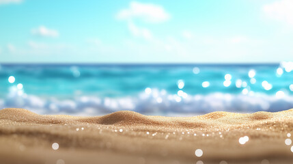 serene beach scene with soft sand and sparkling ocean view