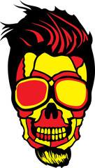 Tête de mort à barbe hipster skull et crane barbu lunette de soleil