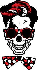 Tête de mort hipster skull et crane lunette de soleil ronde
