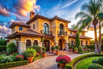 Obraz premium Stunning Spanish Mansion Exterior - Luxurious Home Design