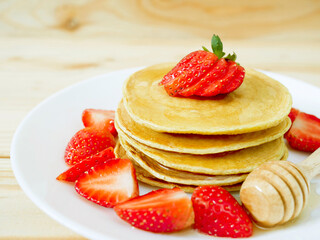 Stack of homemade flourless oatmeal pancakes