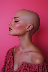 Beautiful stylish bald girl.