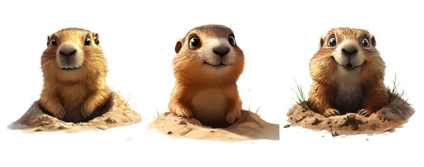 Cute Animal Characters on Transparent Background
