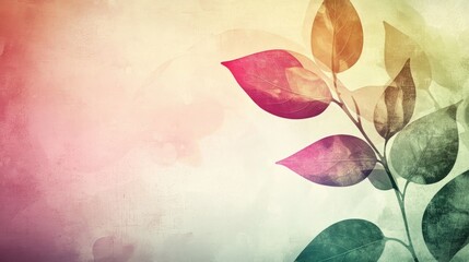 Vibrant spring-themed abstract background featuring soft hues and vintage-inspired leafy motifs evoking a sense of renewal and tranquility.