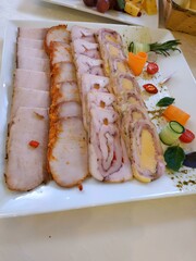 grilled salmon steak, design of cutting 