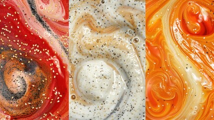 Obraz premium Plant-Based Sauces: Delicious, vegan-friendly sauces like mayonnaise, ketchup, and cheese, crafted from nuts or seeds for a creamy, plant-based alternative to dairy products. 