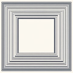A striking geometric pattern featuring multiple layers of frames in subtle gray and black tones, creating depth.