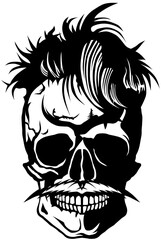 Tête de mort à moustache hipster skull moustachu et crane