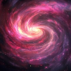 Obraz premium A stunning spiral galaxy filled with vibrant pink and purple hues, swirling in the vastness of space.