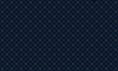 Abstract geometric seamless pattern with four spiral petal flowers in blue n gray on dark blue background. Vector illustration. For masculine shirt lady dress textile cloth print staff uniform wall