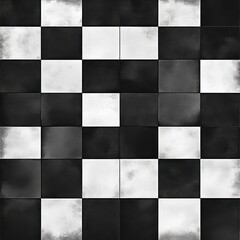 A modern pattern of alternating black and white squares creates a stylish and contemporary backdrop.