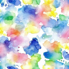 A vibrant, abstract watercolor pattern featuring a blend of blue, pink, yellow, and green hues.
