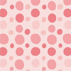 A whimsical pattern featuring soft pink and coral circles on a light pink background.