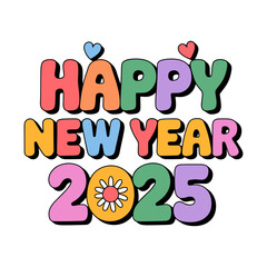 Colorful Happy New Year 2025 Vector Illustration isolated on white background