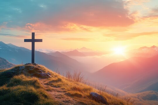 Quote from Matthew 17 20 Belief can shift mountains with a misty sunrise over peaks Themes of faith hope and love in Christianity