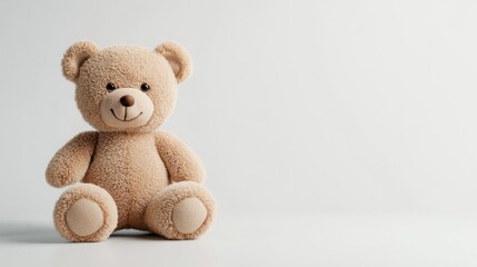 Obraz premium Smiling Teddy Bear on White Background