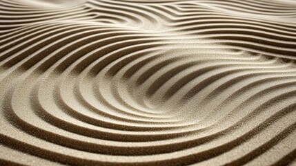 Mesmerizing close-up of intricate sand patterns on a serene beach, showcasing the beauty of nature's simplicity. 
