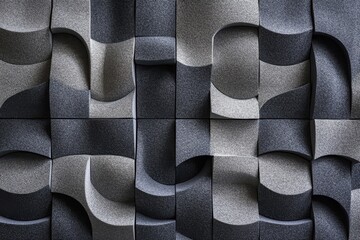 Random grey toned acoustic foam wall design