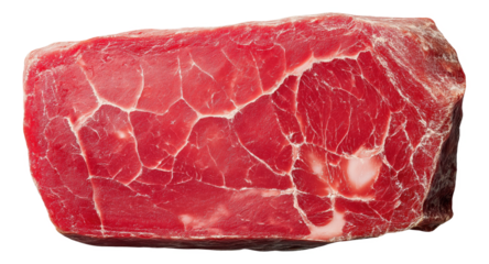 Close-up of raw red meat with marbled texture