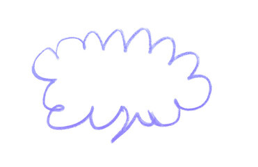 Hand drawn speech bubble colored pencil on transparent background.	
