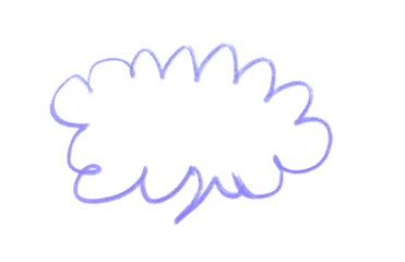 Hand drawn speech bubble colored pencil on transparent background.	