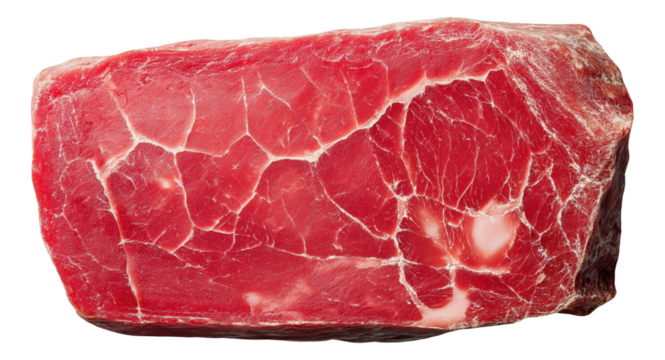 Close-up of raw red meat with marbled texture