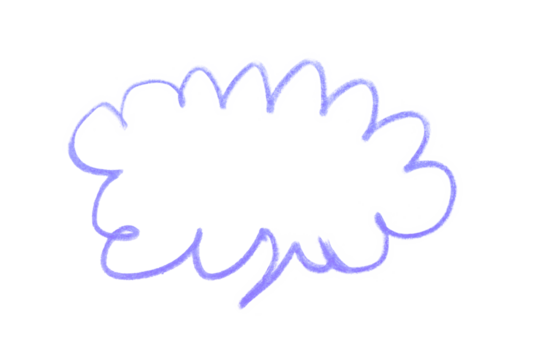 Hand drawn speech bubble colored pencil on transparent background.	